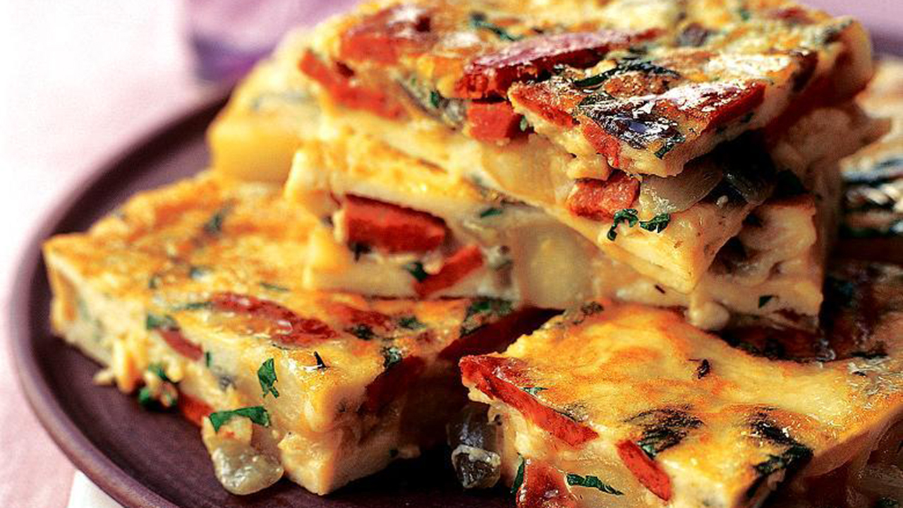 Spanish Tortilla with Smokey Chorizo & Red Pepper
