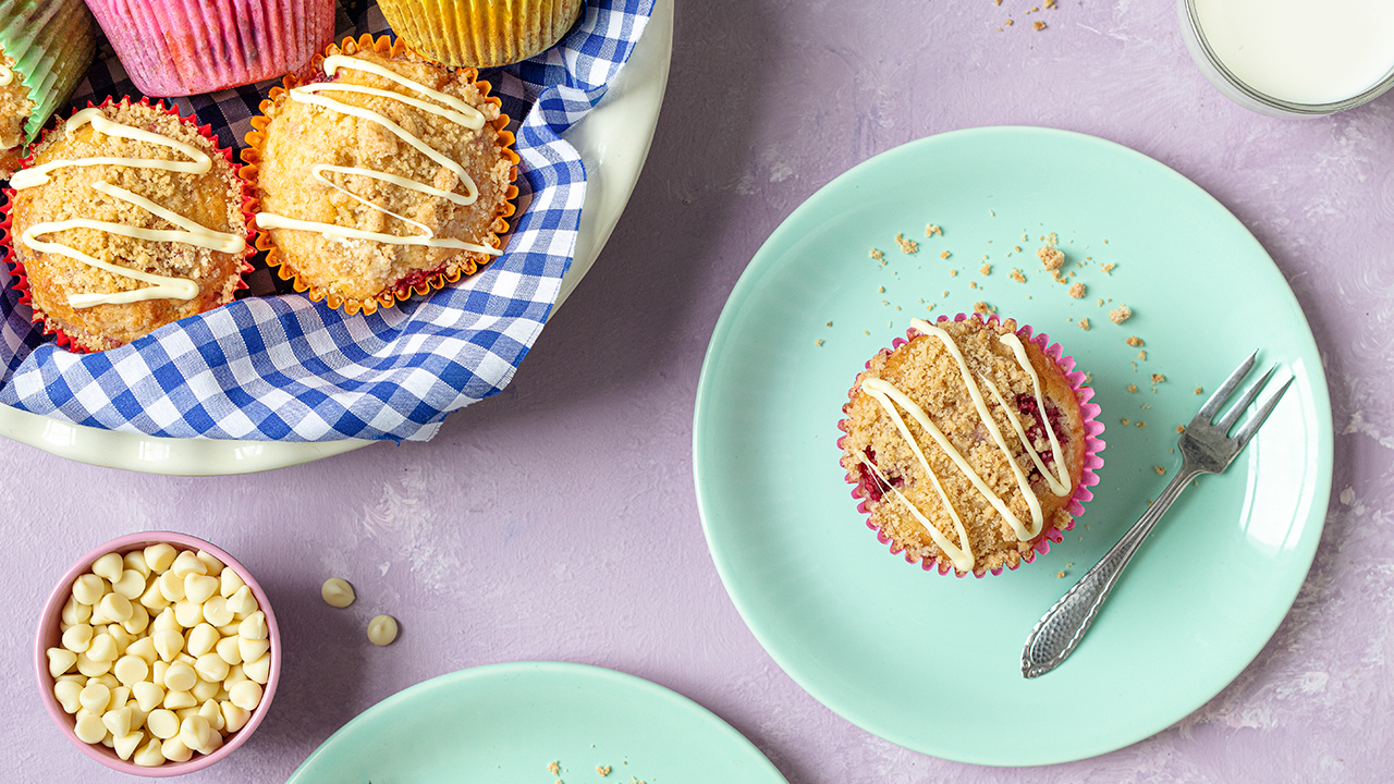 White Chocolate and Raspberry Streusel Muffins