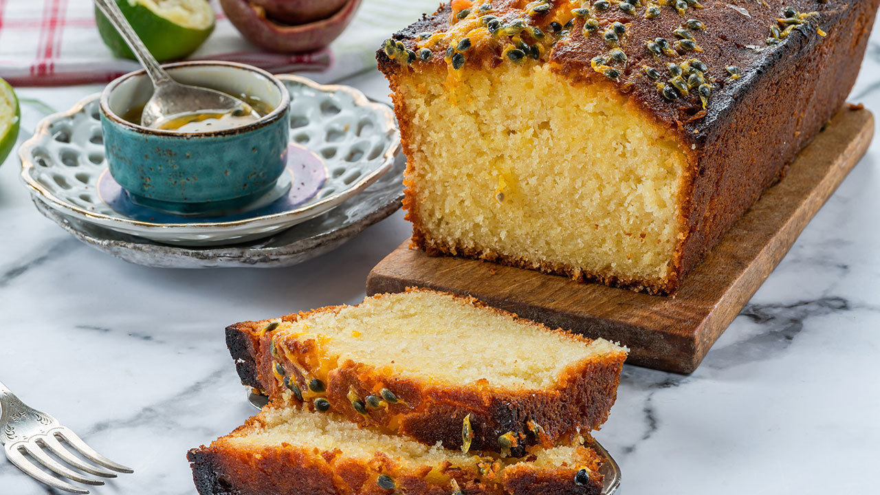 Lemon & Passionfruit Drizzle Cake