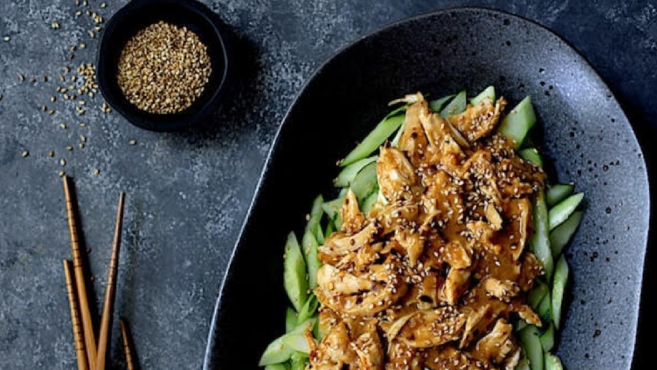 Sichuan Style Chilled Bang Bang Chicken & Cucumber Salad