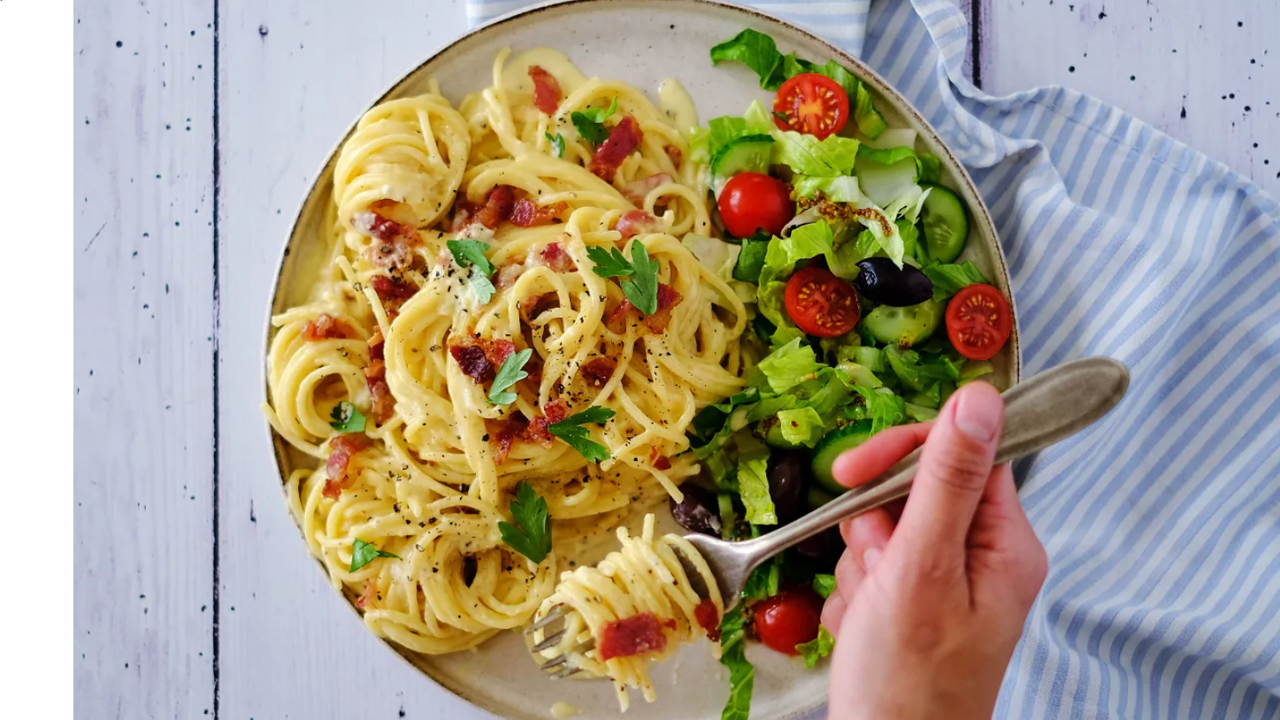 Jacks Proper Carbonara with a Simple Salad