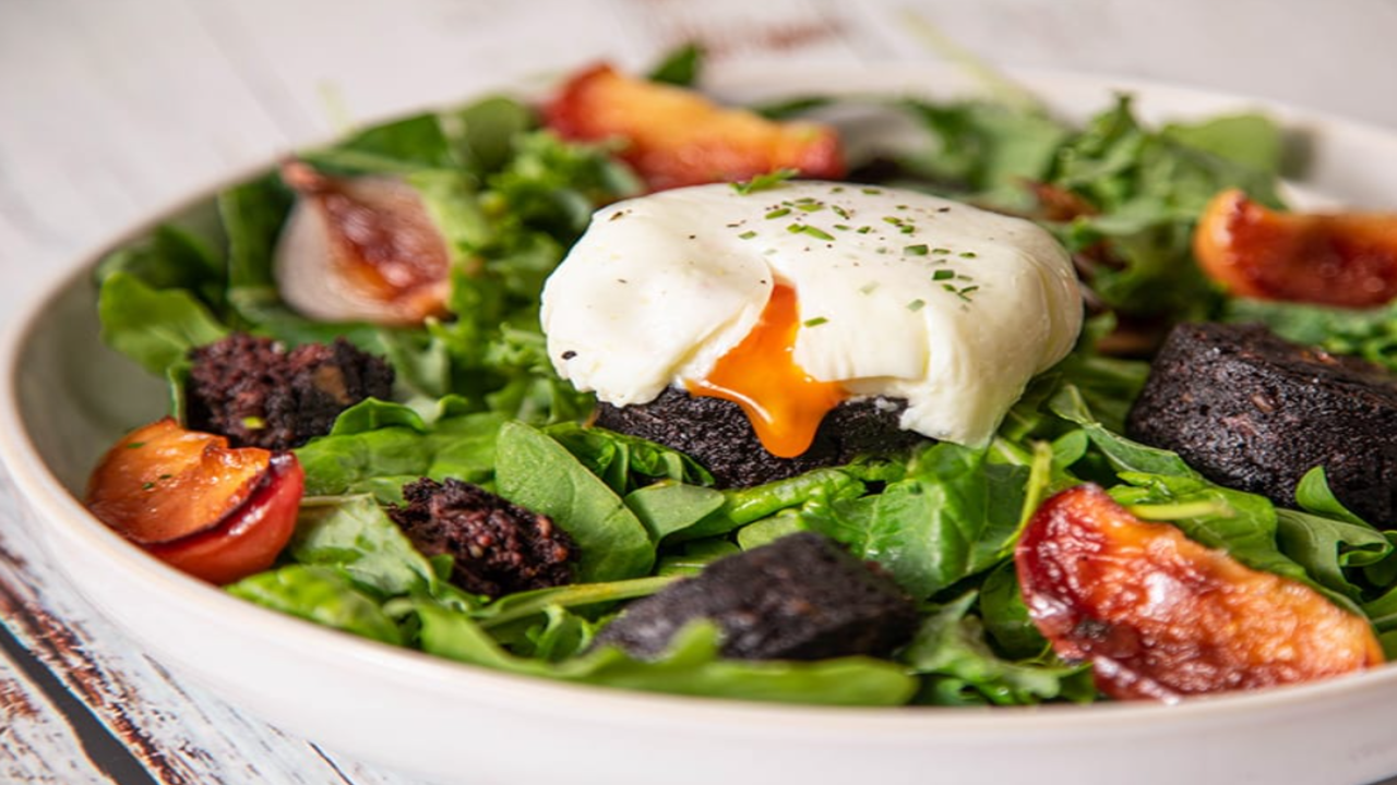 Croom Free Range Poached Egg, Rigneys Black Pudding Rosti & New Leaf Urban Farmer Salad   
