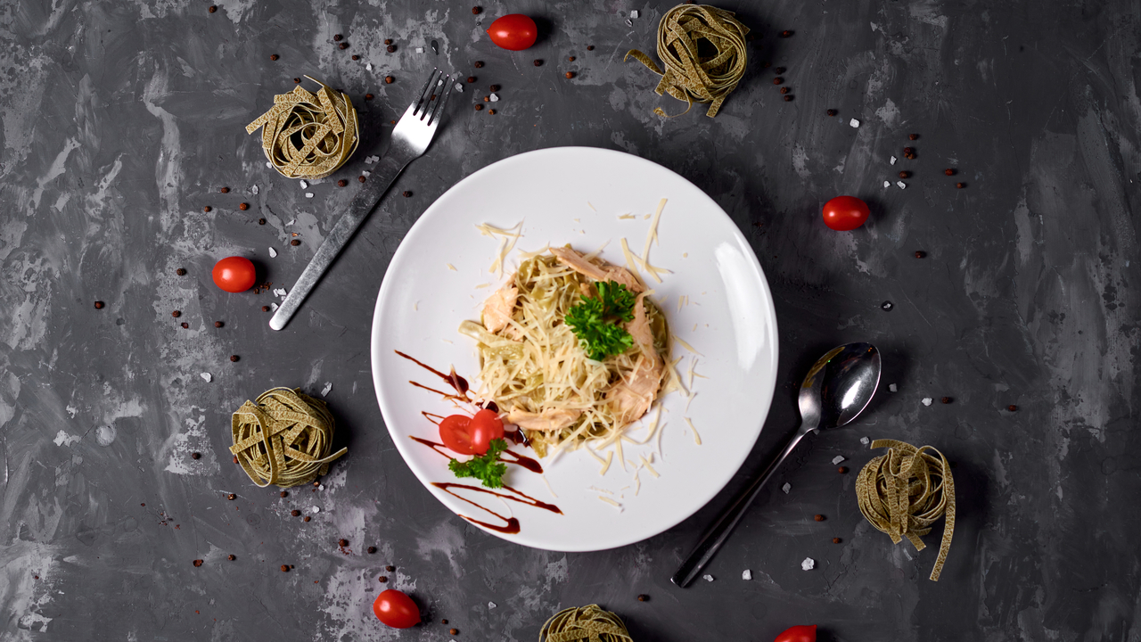 Spaghetti with Slow Roasted Tomatoes & Lemon Cream