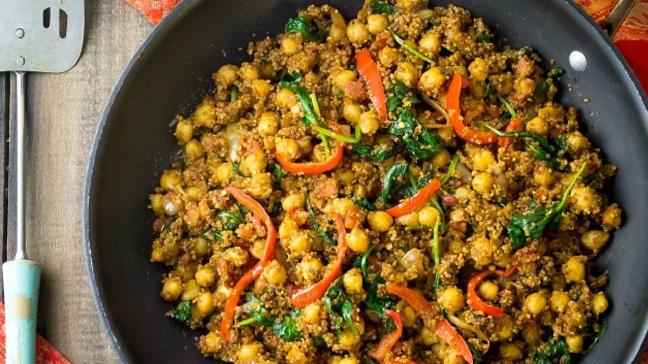 Indian Quinoa and Chickpea Stir Fry