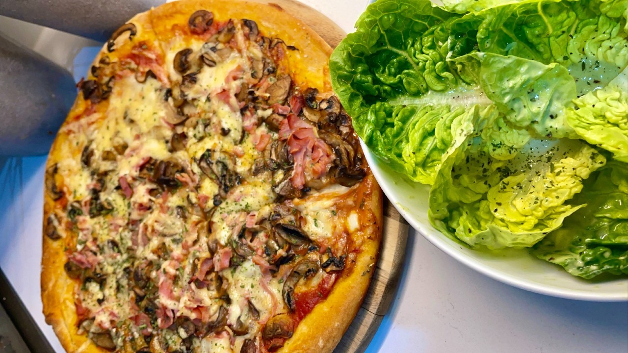 Pizzas with Green Goddess Salad