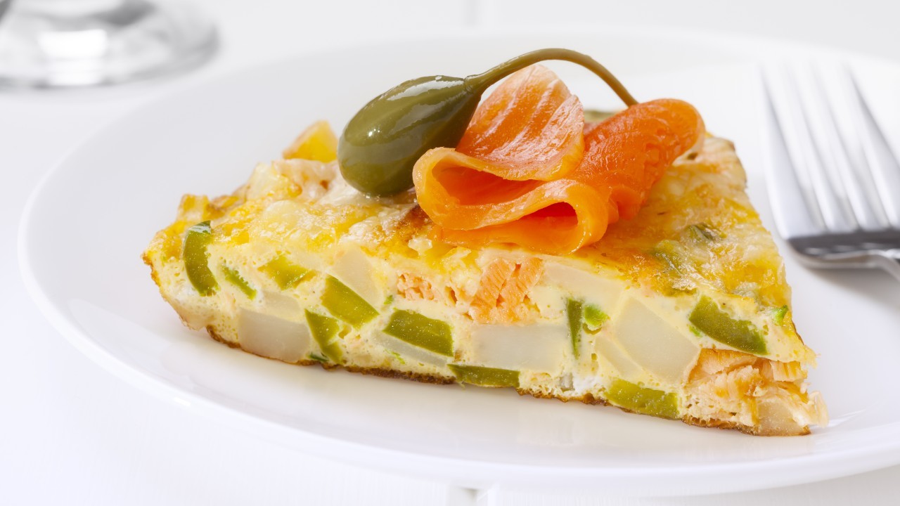 Smoked Salmon, Potato and Creme Fraiche Fritatta