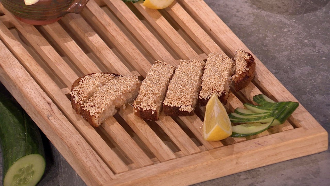Sesame Nori & Prawn Toast with Lemongrass & Basil Mayo