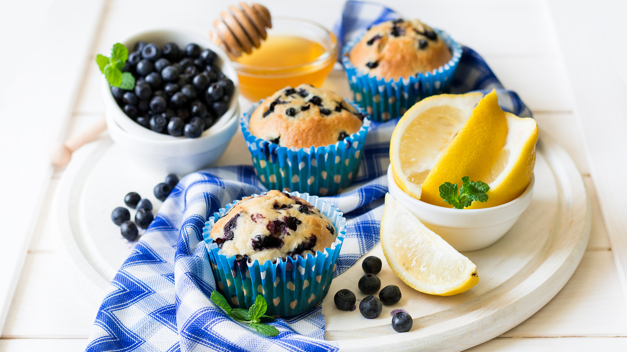 Lemon & Blueberry Muffins with a Lemon Cream Cheese Frosting