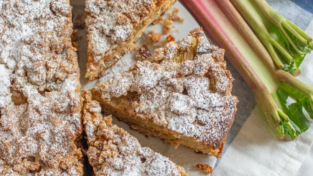 Rhubarb, Pistachio and Orange Cake with a Cardamom Chantilly Cream