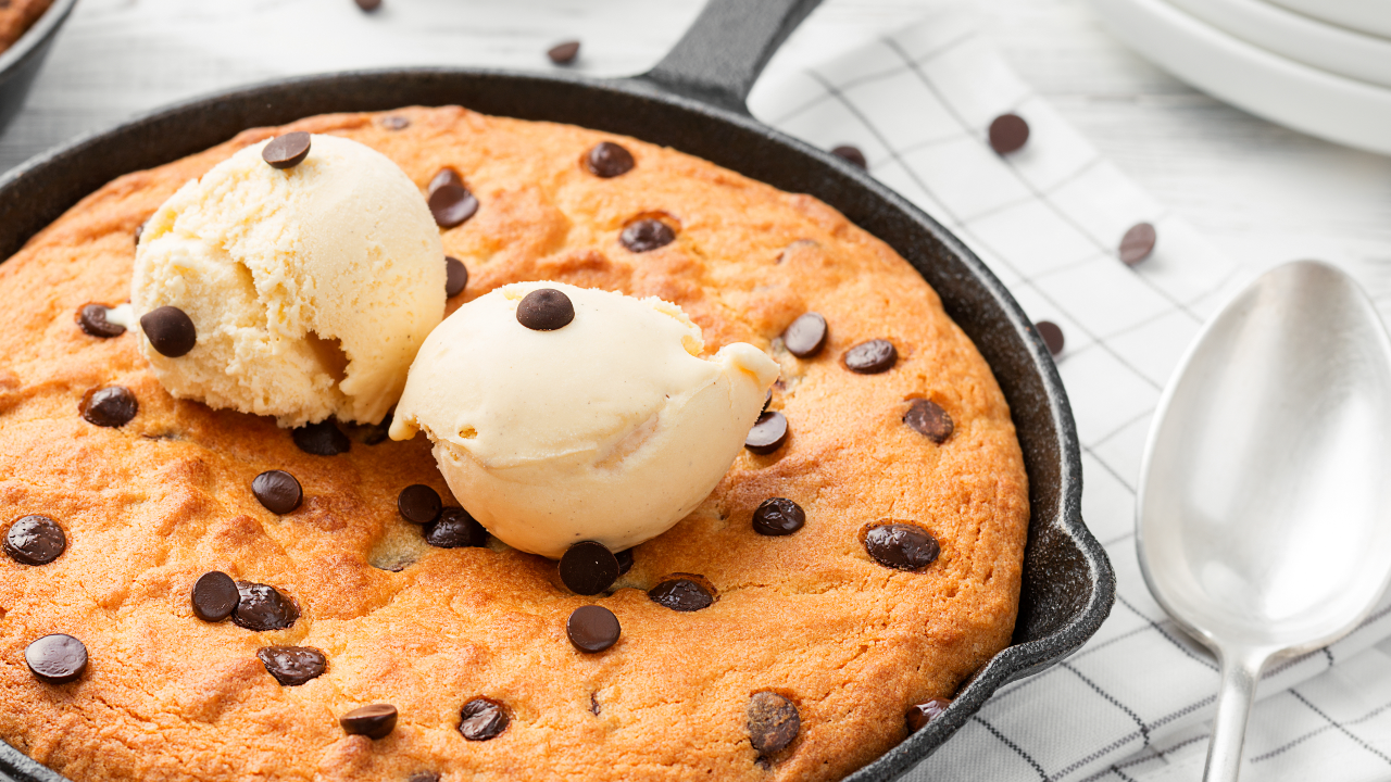 Chocolate Chip Oatmeal Skillet Cookie