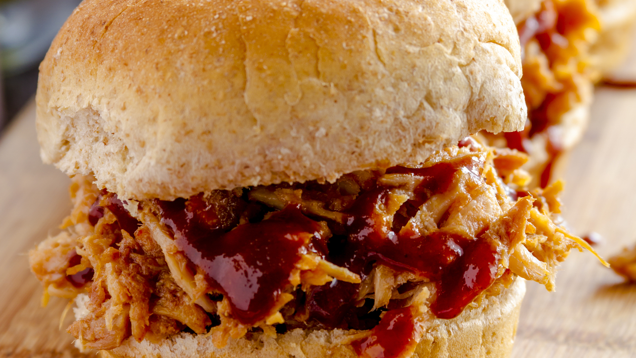 BBQ Chicken Sliders with a homemade BBQ sauce and oven-roasted wedges