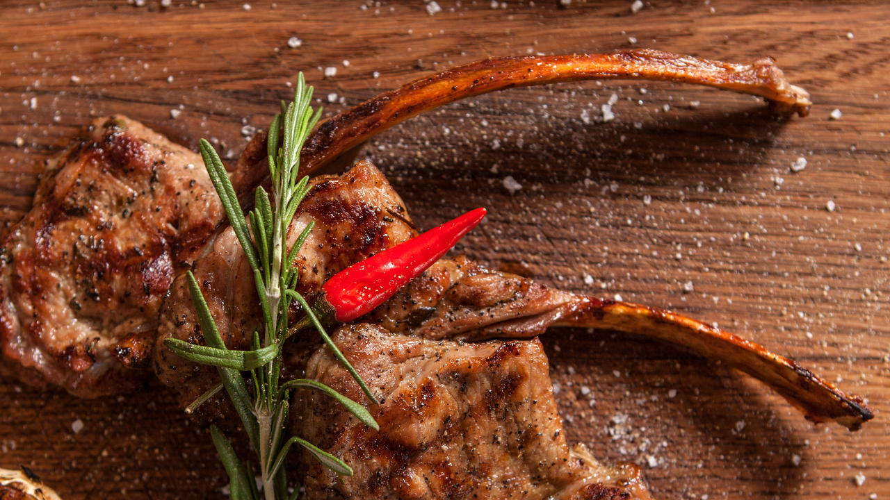Moroccan Spiced Lamb Chops with Ratatouille and Feta Cheese