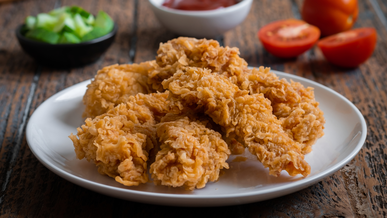 Crispy Chicken Strips with Guacamole and Mango Salsa