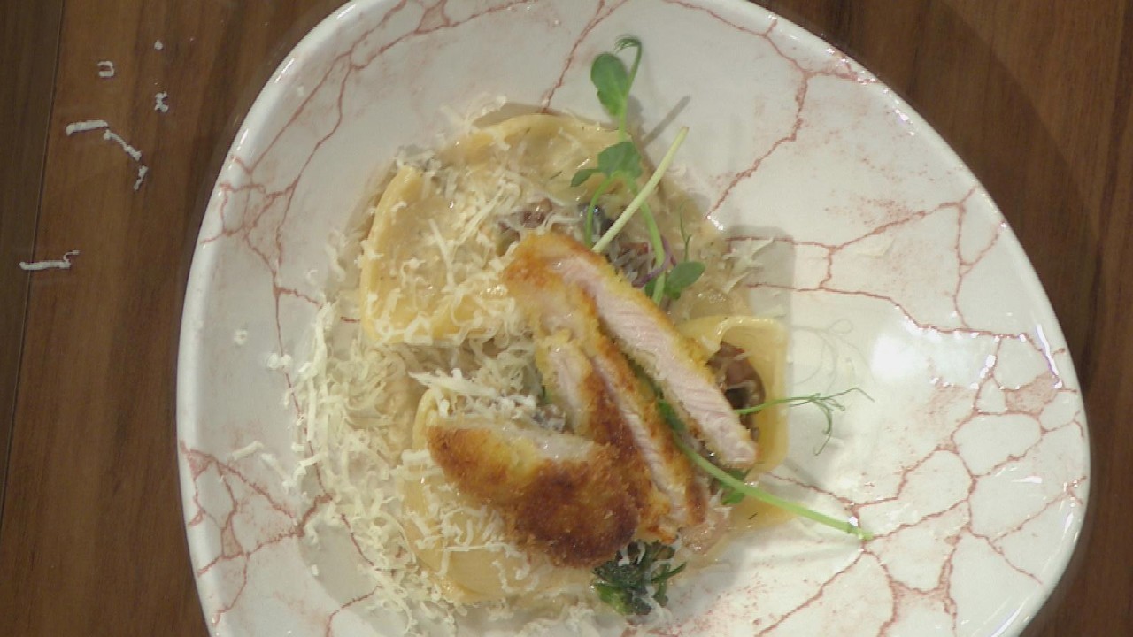 Wild Organic Mushroom Tagliatelle with Smoked Bacon and Fennel Cream