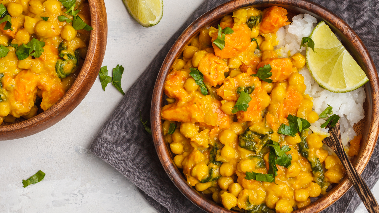 Baked Sweet Potato Chickpea Curry & Whipped Feta