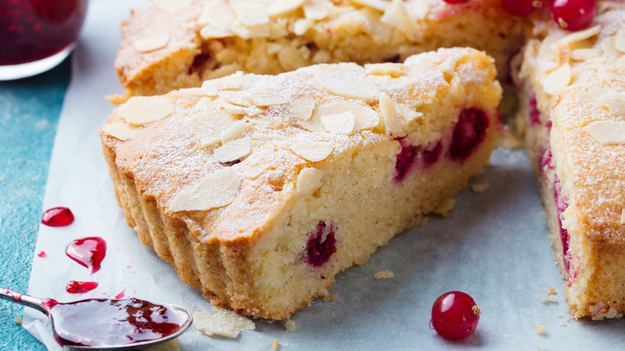 Coconut, Raspberry & Pistachio Bakewell Tart