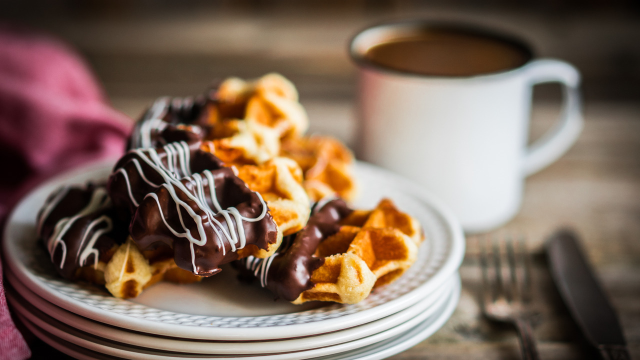 Waffles with Hot Chocolate Sauce