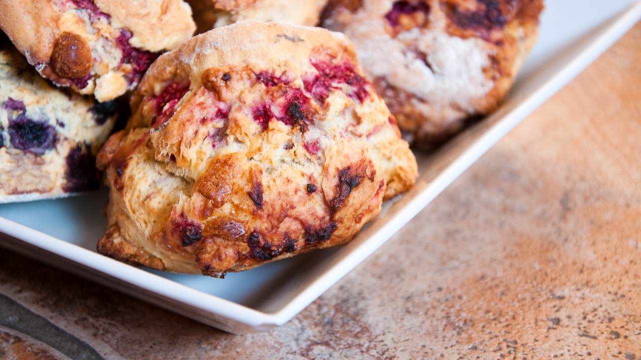 Raspberry And White Chocolate Scone Round