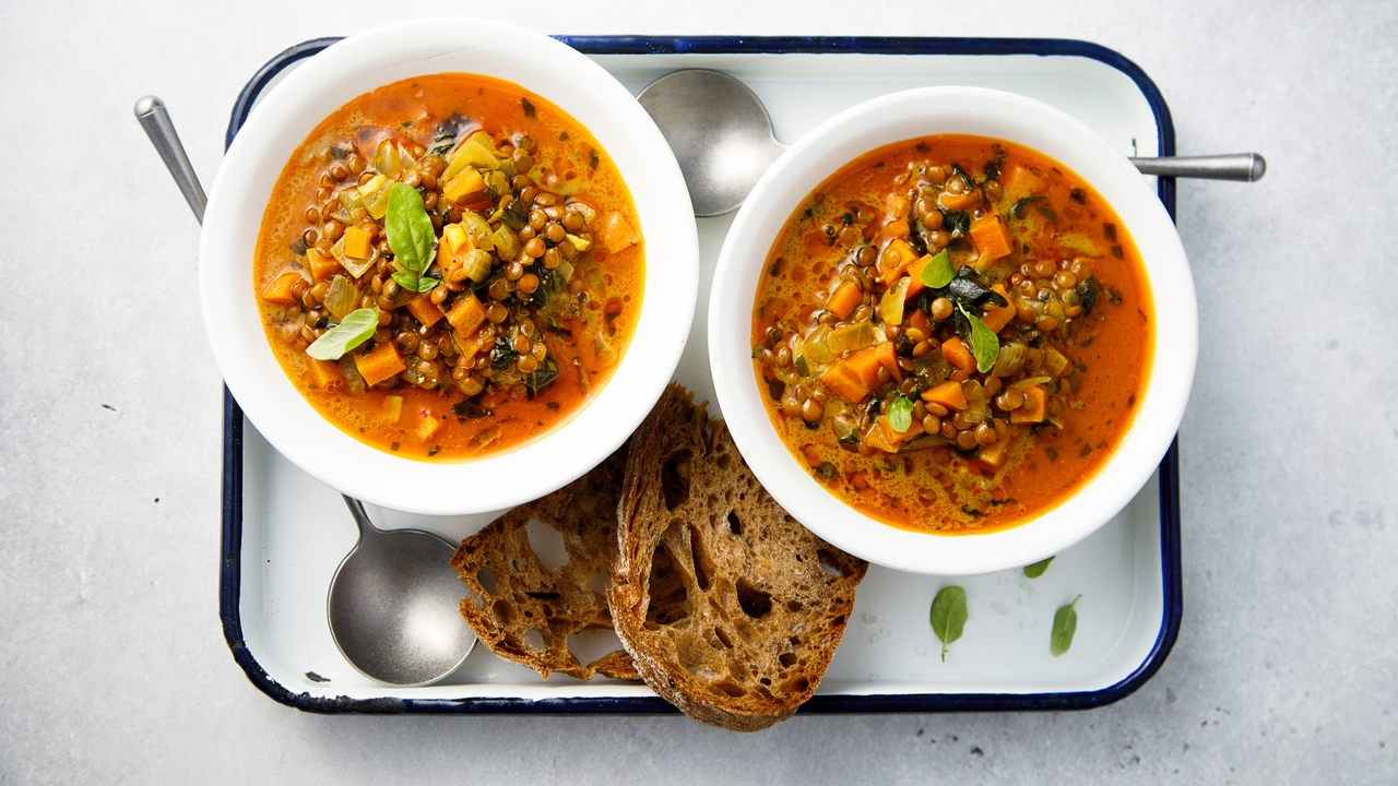 Spinach and Sweet Potato Dahl