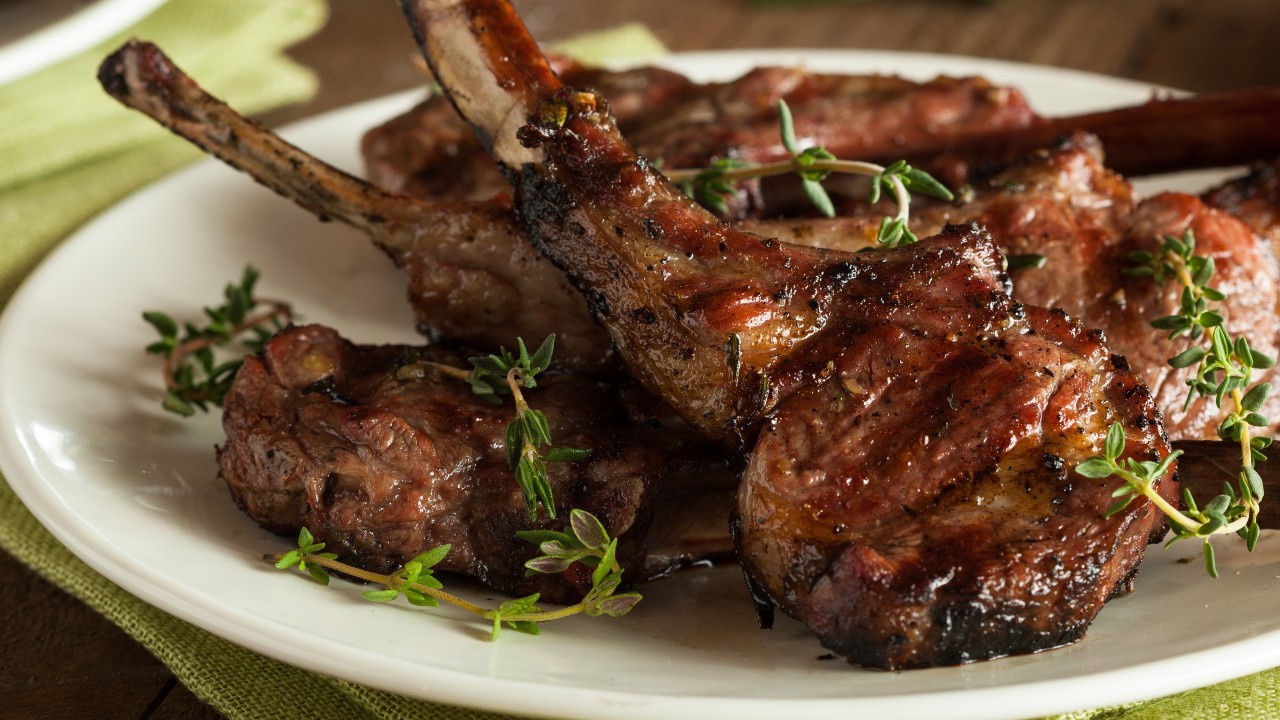Rosemary Grilled Lamb Chops with Garlicy Tuscan White Beans