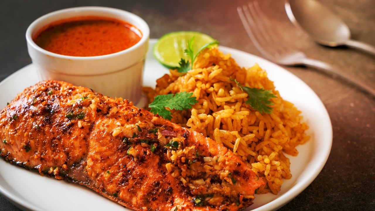 Tandoori Salmon & Vegetable Pulao Rice