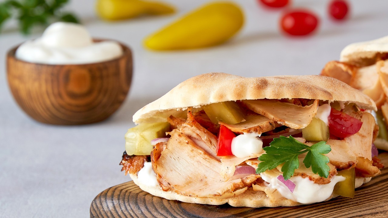 Roast Cauliflower & Chicken Shawarma with Flatbread and Tzatziki