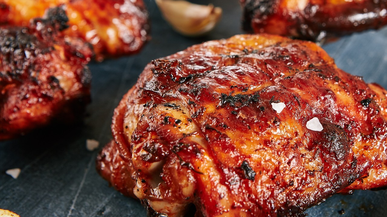 BBQ Cajun Chicken Thighs With Gingered Red Cabbage