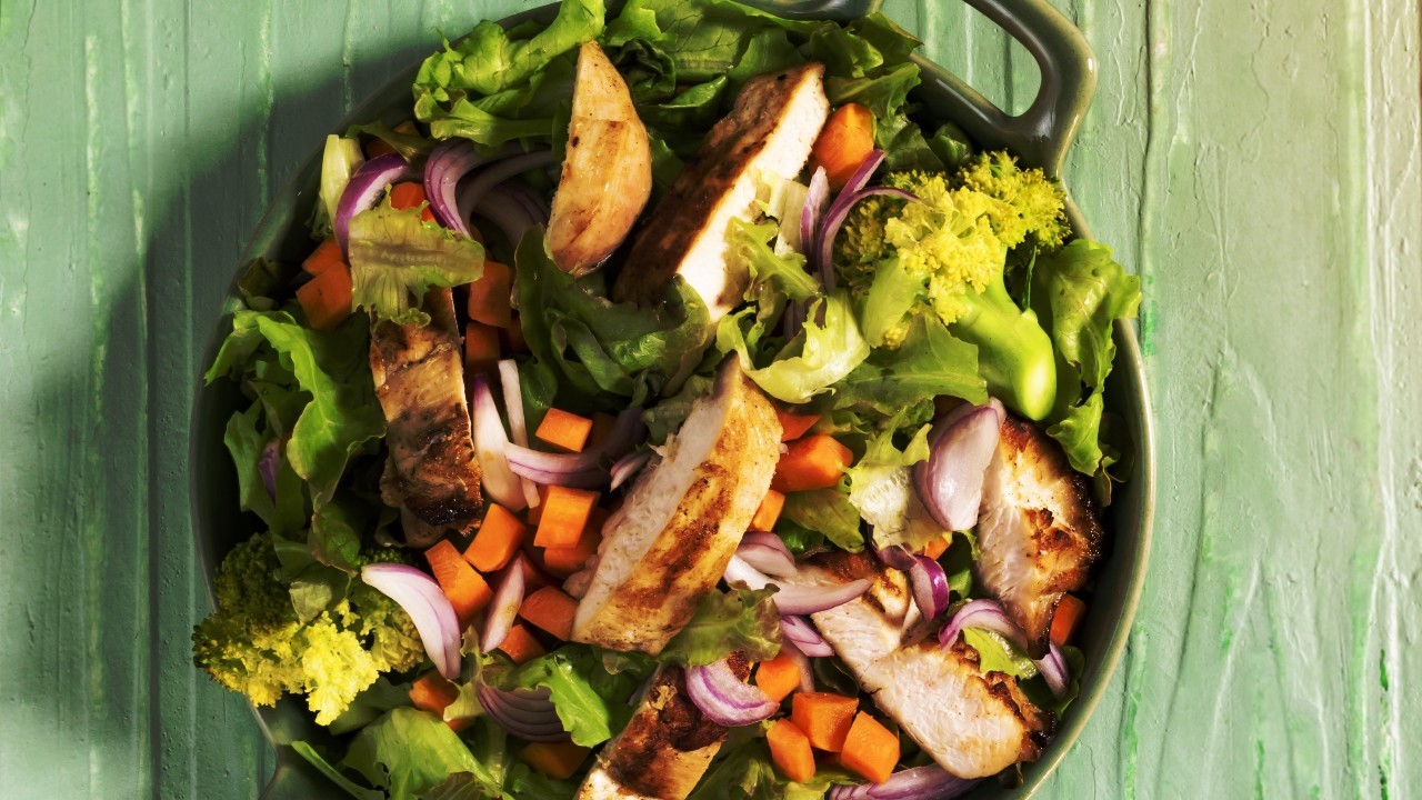 BBQ Marinated Ginger, Garlic & Honey Chicken Warm Salad