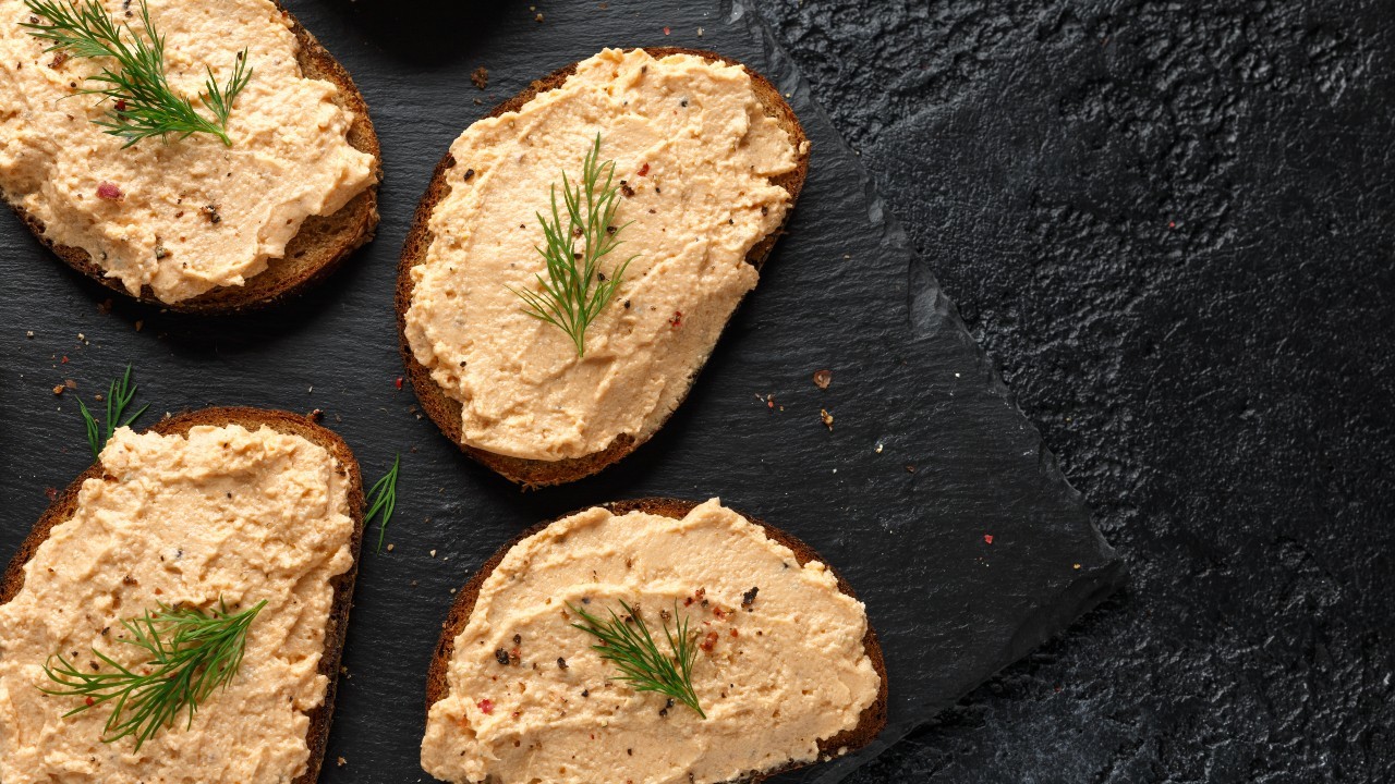Poached Salmon Pate with Pickled Cucumbers