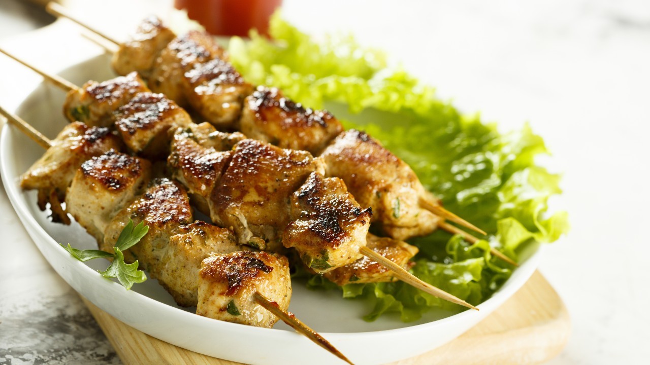 Curry Chicken Skewers With Spicy Summer Salad