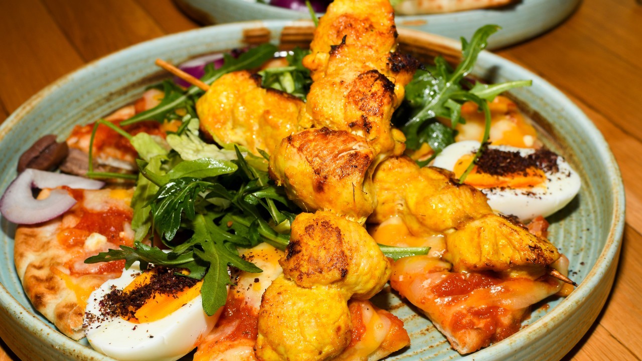 Shredded Satay Chicken Pitta with Mango Salsa