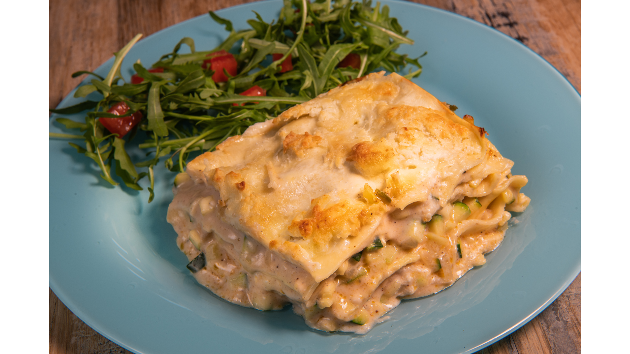 Courgette, Caramelised Onion & Goat Cheese Lasagne