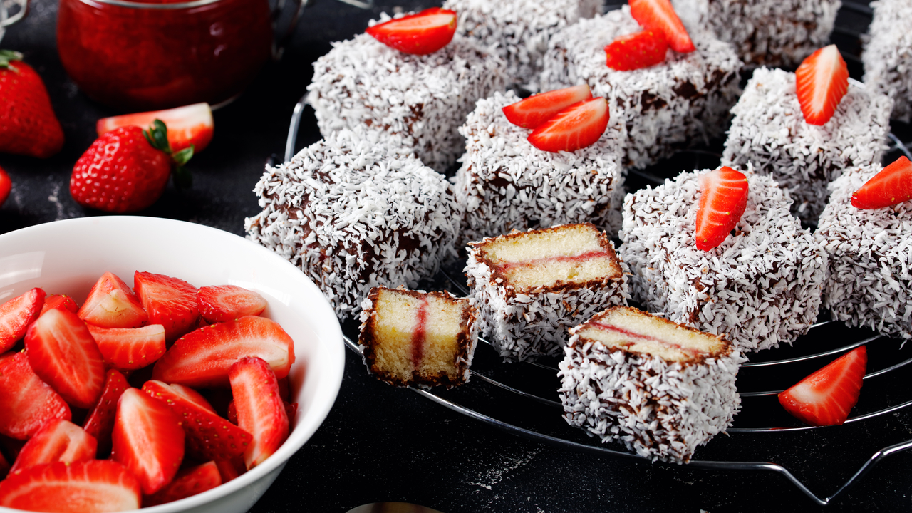 Strawberry Jam Coconut Squares