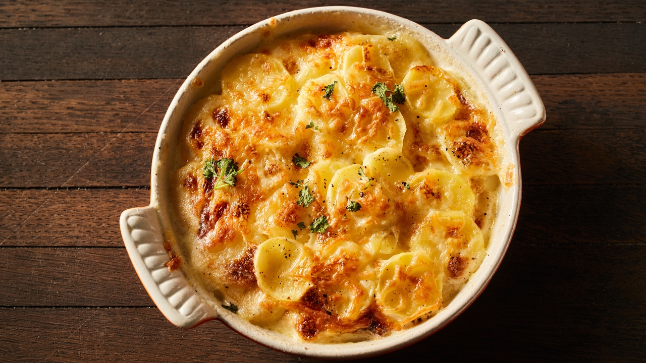 Kale & Root vegetable Gratin with Crostini