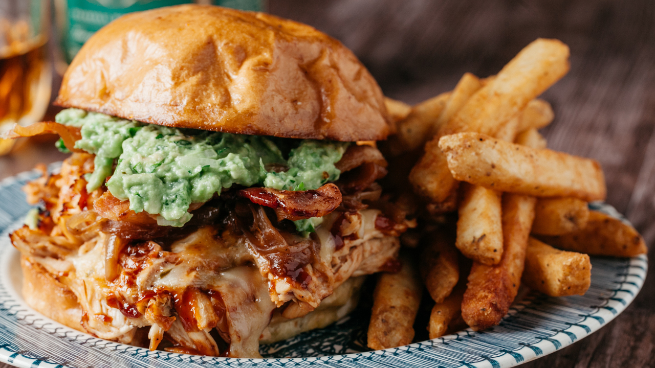 Chicken Burger With Avocado, Bacon & Hollandaise Sauce