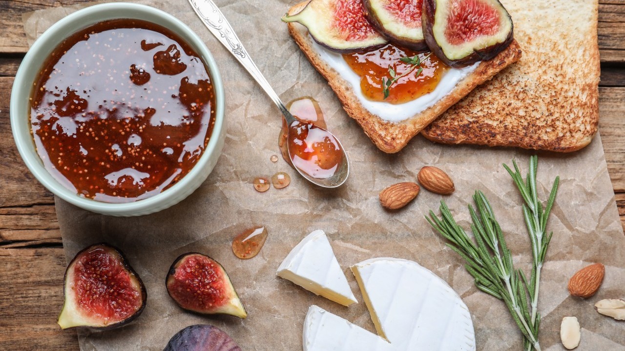 Baked Camembert Dip with Fig Jam, Prosciutto & Rosemary Ciabatta Fingers