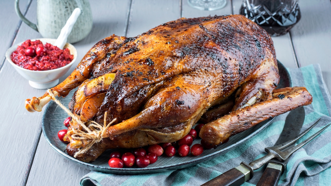 Traditional Roast Goose with Apple, Potato & Cranberry Stuffing