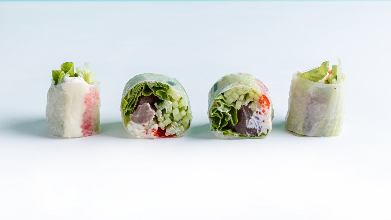 Crispy Korean Beef, Avocado & Rice Rolls