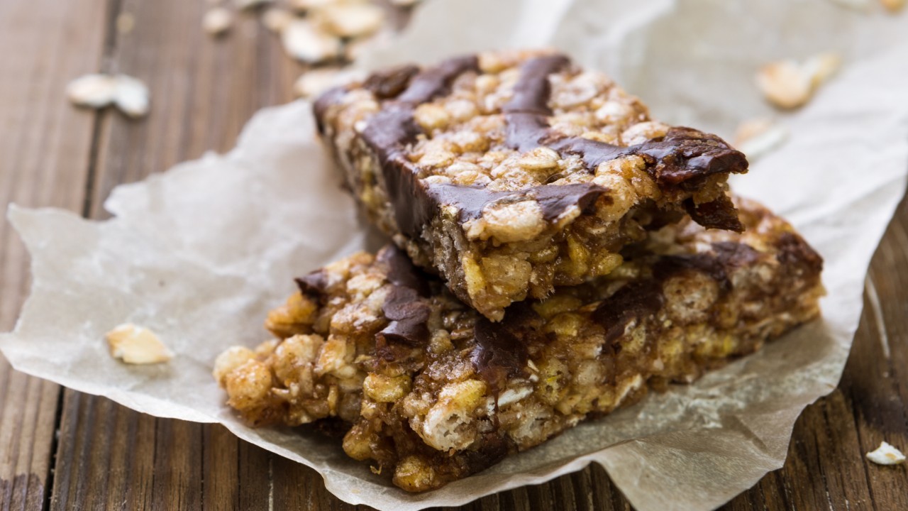 No Bake Chocolate Peanut Butter Oat Bars With A Chocolate Orange Topping