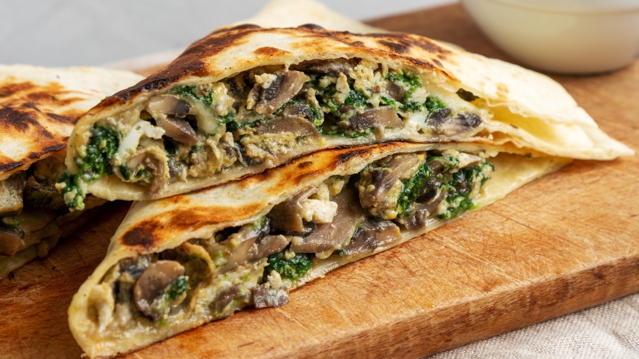 Cheesy Egg, Spinach and Mushroom Quesadillas