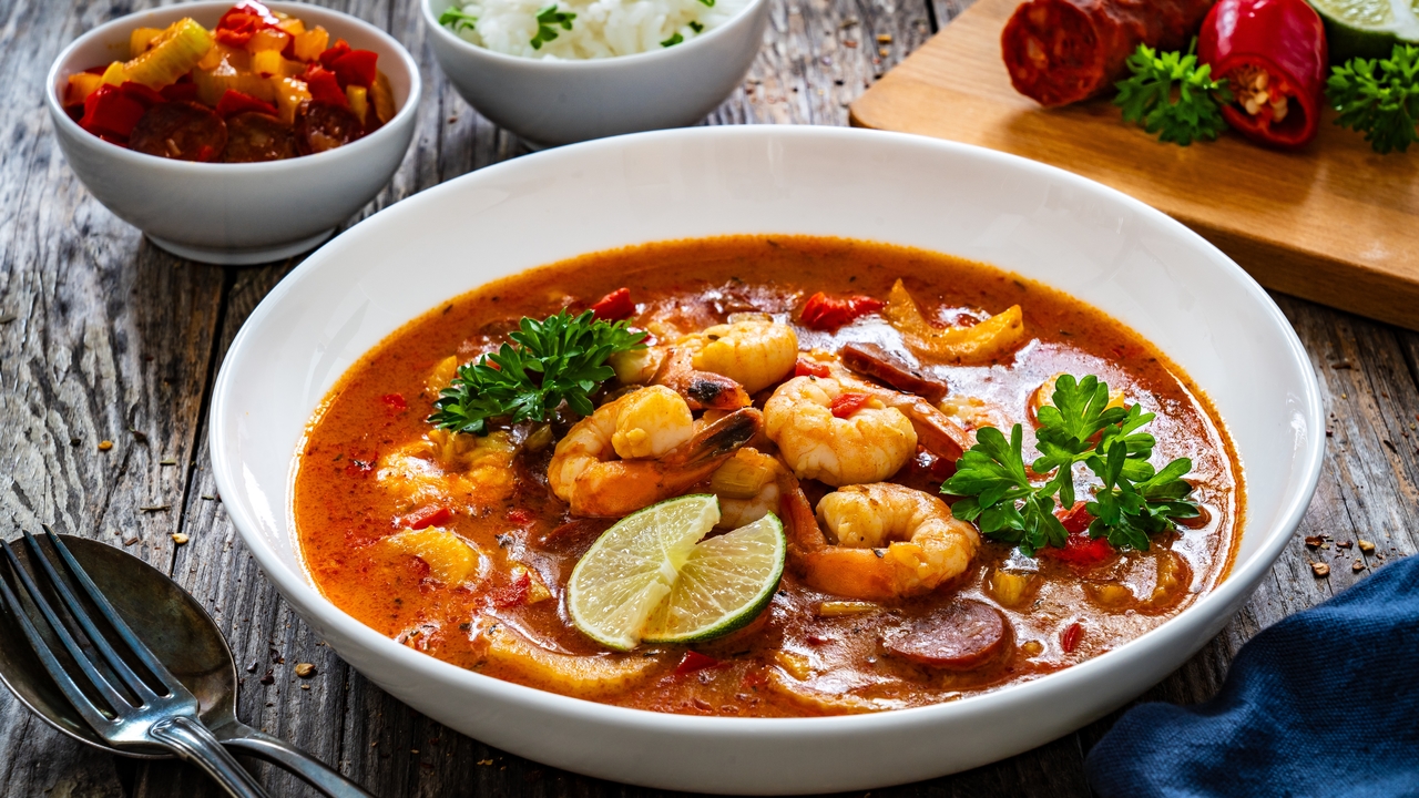 Creamy Garlic Prawns with Chorizo, Fresh Chilli and Summer Basil