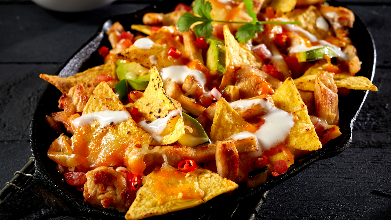 Baked Chicken Caesar Nachos