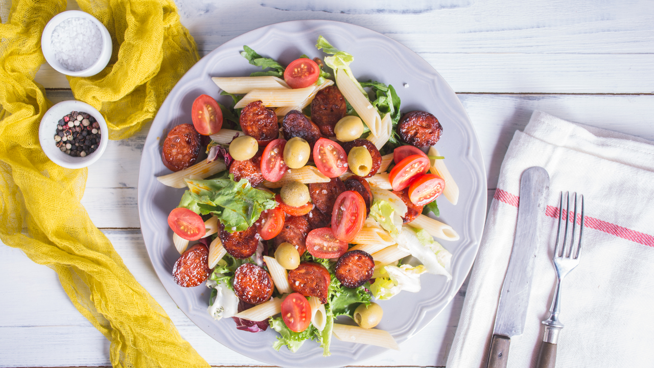 Warm Salad of Black Pudding, Baby Potatoes and Chorizo