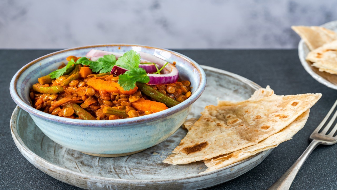 Tandoori Style Vegetable flatbread with coconut