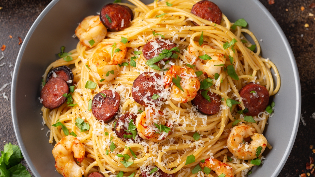 Chorizo & Prawn Linguine