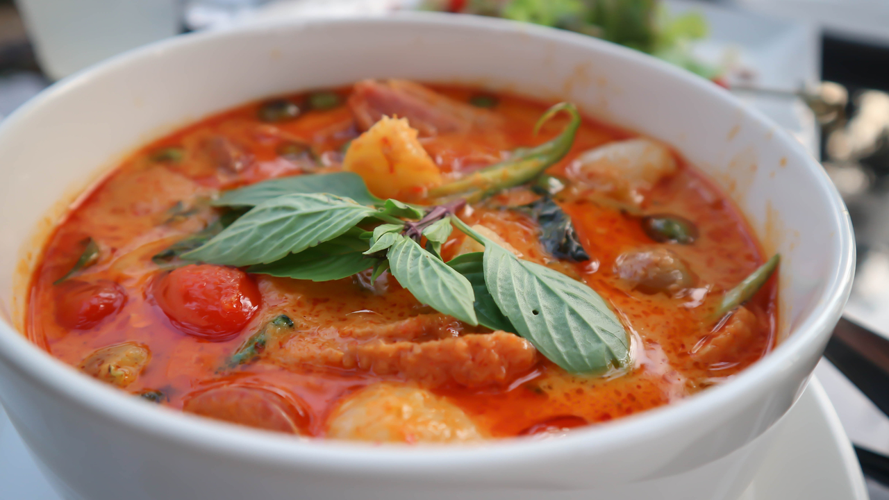 Roast Tomato Curry with Grilled Halloumi