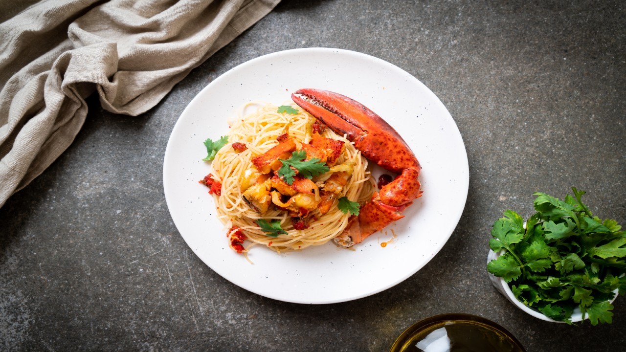 Lobster Taglioni, Roasted Cherry Tomato Cream & Basil