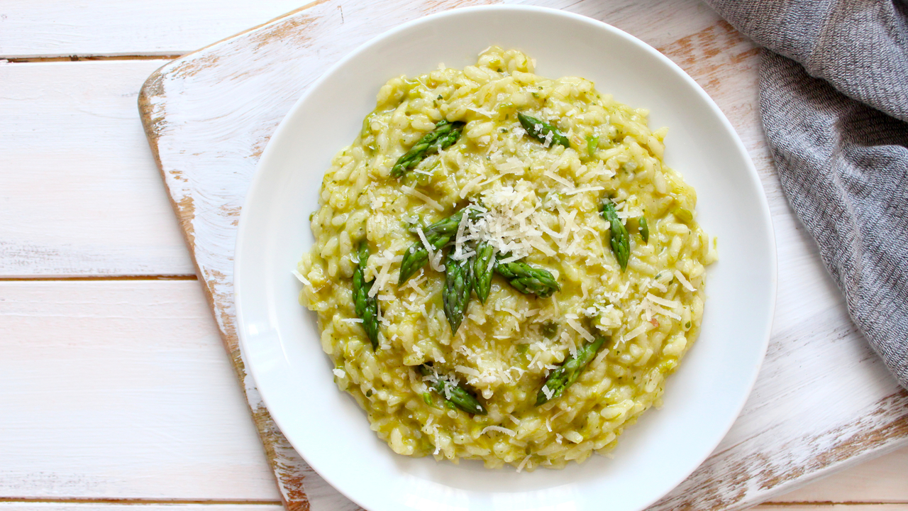Roast courgette and herb risotto