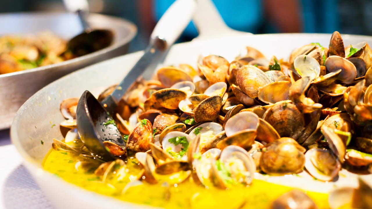Portuguese Clams with Vinho Verde and Spicy Roast Potatoes