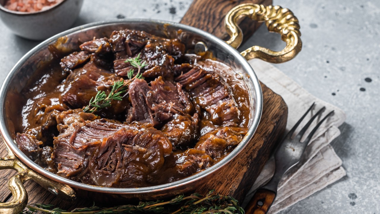Slow Braised Beef Cheeks and Silky Potato & Celeriac Puree